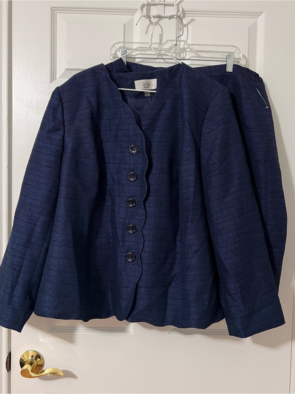 Le Suit Women's Navy Skirt Suit